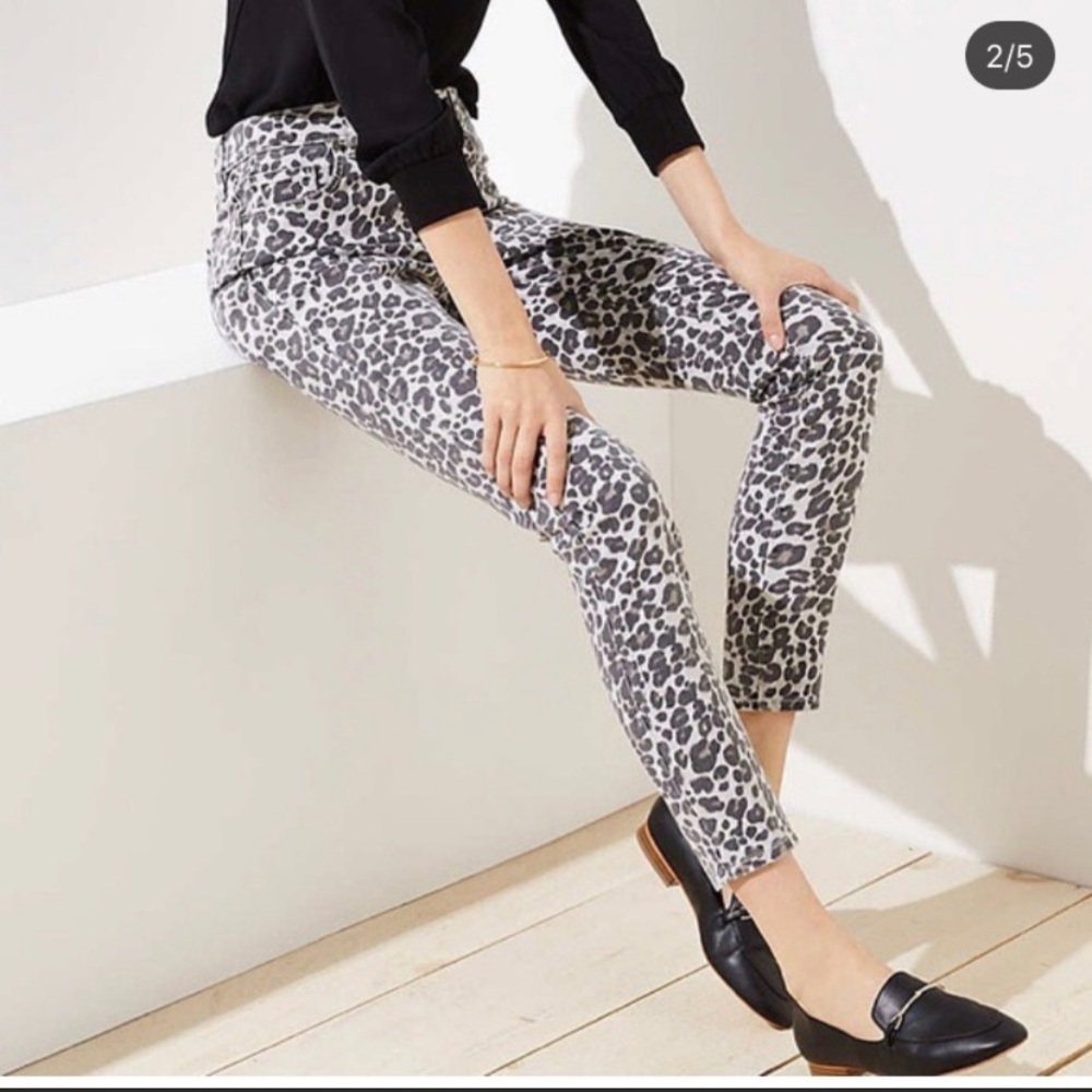 Loft leopard print skinny jeans